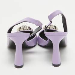 مملوكة مسبقًا Versace Purple Leather Medusa Slingback D'orsay Pumps Size 37