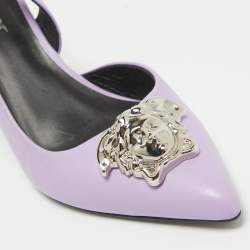 مملوكة مسبقًا Versace Purple Leather Medusa Slingback D'orsay Pumps Size 37