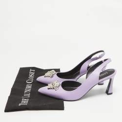 مملوكة مسبقًا Versace Purple Leather Medusa Slingback D'orsay Pumps Size 37