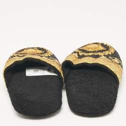 Versace Black/Yellow Fabric Crystal Embellished I Love Baroque Print Mules Size S