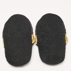 Versace Black/Yellow Fabric Crystal Embellished I Love Baroque Print Mules Size S