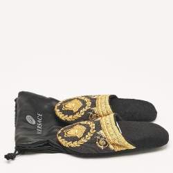 Versace Black/Yellow Fabric Crystal Embellished I Love Baroque Print Mules Size S