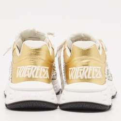 Versace Gold/Silver Leather and Lurex Fabric Trigreca Sneakers Size 38
