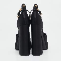 Versace Black Satin Medusa Aevitas Double Platform Pumps Size 41