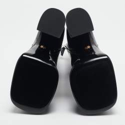 Versace Black Patent Leather Aevitas Double Platform Boots Size 40