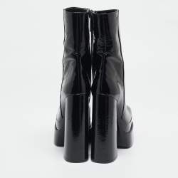 Versace Black Patent Leather Aevitas Double Platform Boots Size 40