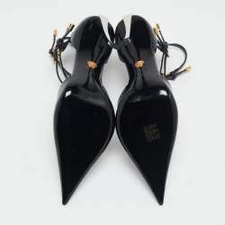 Versace Black Brushed Leather Pin-Point Pumps Size 41
