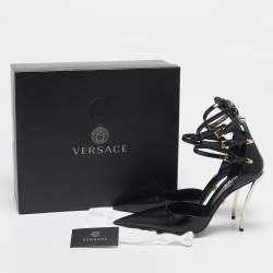 Versace Black Brushed Leather Pin-Point Pumps Size 41