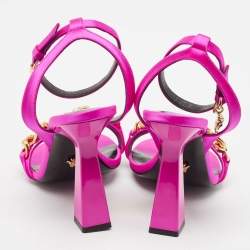 Versace Pink Satin Medusa Chain Ankle Strap Sandals Size 40