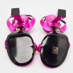 Versace Pink Satin Medusa Chain Ankle Strap Sandals Size 40