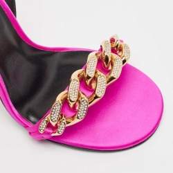 Versace Pink Satin Medusa Chain Ankle Strap Sandals Size 40