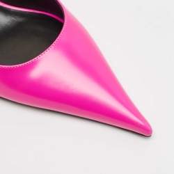Versace Pink Brushed Leather Pin-Point Slingback Pumps Size 38