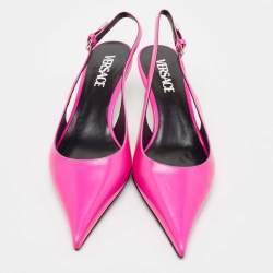 Versace Pink Brushed Leather Pin-Point Slingback Pumps Size 38