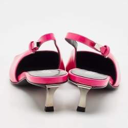 Versace Pink Brushed Leather Pin-Point Slingback Pumps Size 38