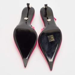 Versace Pink Brushed Leather Pin-Point Slingback Pumps Size 38