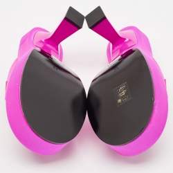 Versace Fuchsia Satin Medusa Biggie Mules Size 38
