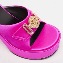 Versace Fuchsia Satin Medusa Biggie Mules Size 38