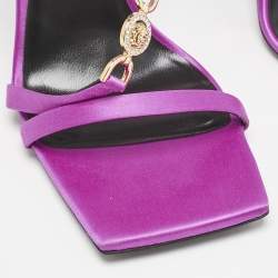 Versace Pink Satin Crystal Embellished Ankle Strap Sandals Size 39