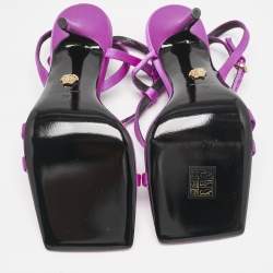 Versace Pink Satin Crystal Embellished Ankle Strap Sandals Size 39