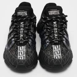 Versace Black Leather and Canvas Trigreca Sneakers Size 35