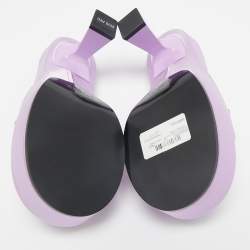 Pre Owned Versace Purple Satin Medusa Biggie Mules Size 37