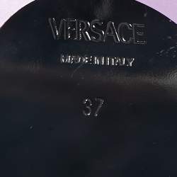 Pre Owned Versace Purple Satin Medusa Biggie Mules Size 37