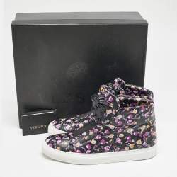 Versace Multicolor Floral Print Leather Medusa High Top Sneakers Size 38