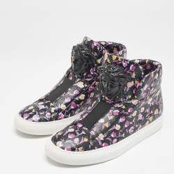 Versace Multicolor Floral Print Leather Medusa High Top Sneakers Size 38