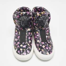 Versace Multicolor Floral Print Leather Medusa High Top Sneakers Size 38