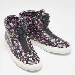Versace Multicolor Floral Print Leather Medusa High Top Sneakers Size 38