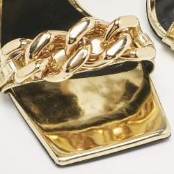 Versace Gold Leather Medusa Chain Ankle Strap Sandals Size 36