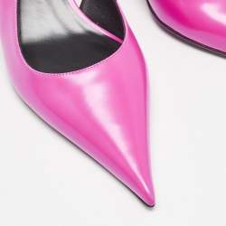 Versace Pink Brushed Leather Pin-Point Slingback Pumps Size 38