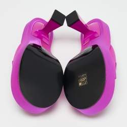 Versace Fuchsia Satin Medusa Biggie Mules Size 37