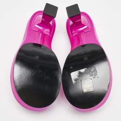 Versace Fuchsia Satin Medusa Biggie Slide Sandals Size 36
