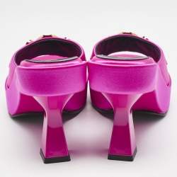 Versace Fuchsia Satin Medusa Biggie Slide Sandals Size 36