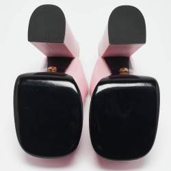 Versace Light Pink Leather Platform Mules Size 37