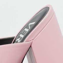 Versace Light Pink Leather Platform Mules Size 37