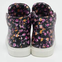 Versace Multicolor Printed Leather Medusa Strap High Top Sneakers Size 40