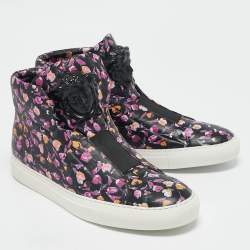 Versace Multicolor Printed Leather Medusa Strap High Top Sneakers Size 40