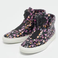 Versace Multicolor Printed Leather Medusa Strap High Top Sneakers Size 40