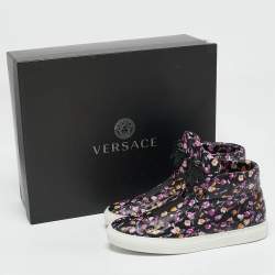 Versace Multicolor Printed Leather Medusa Strap High Top Sneakers Size 40