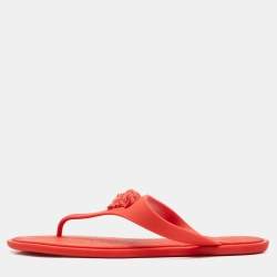 Versace Red Rubber Medusa Thong Slide Flats Size 38.5