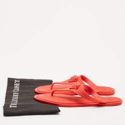 Versace Red Rubber Medusa Thong Slide Flats Size 38.5