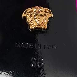 Versace Pink Satin Medusa Chain Ankle Strap Sandals Size 36
