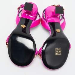 Versace Pink Satin Medusa Chain Ankle Strap Sandals Size 36