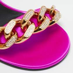 Versace Pink Satin Medusa Chain Ankle Strap Sandals Size 36