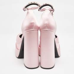 Versace Light Pink Satin Crystal Aevitas Platform Pumps Size 40