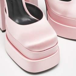Versace Light Pink Satin Crystal Aevitas Platform Pumps Size 40