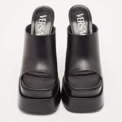 Versace Black Leather Aevitas Platform Mules Size 40