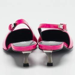 Versace Pink Brushed Leather Pin-Point Slingback Pumps Size 35
